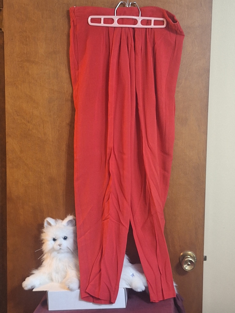 Red Straight-Leg Women's Jumpsuit Pants